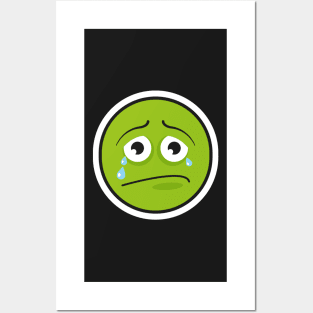 crying green emoji face Posters and Art